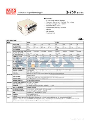 Q-250B datasheet - 250W Quad Output Power Supply