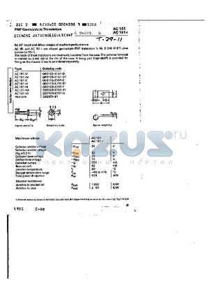 Q60103-X151-E1 datasheet - PNP GERMANIUM TRANSISTORS
