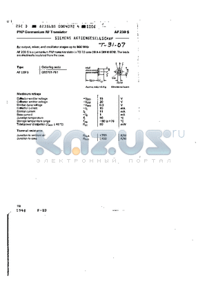 Q62701-F51 datasheet - PNP GERMANIUM RF TRANSISTOR