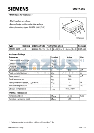 Q62702-A3473 datasheet - NPN Silicon AF Transistor