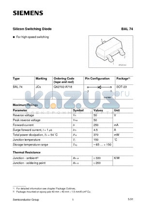 Q62702-A718 datasheet - Silicon Switching Diode