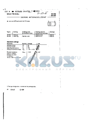 Q62702-A723 datasheet - SILICON PIN DIODES