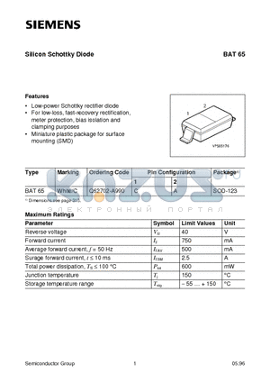 Q62702-A990 datasheet - Silicon Schottky Diode (Low-power Schottky rectifier diode)