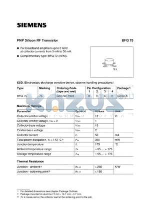 Q62702-F803 datasheet - PNP Silicon RF Transistor (For broadband amplifiers up to 2 GHz at collector currents from 5 mA to 30 mA.)