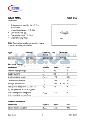 Q62702-G82 datasheet - GaAs MMIC