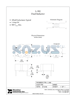 L-392 datasheet - Dual Inductor