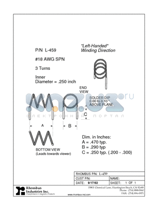 L-459 datasheet - Left-Handed Winding Direction
