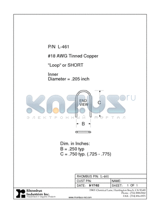 L-461 datasheet - AWG Tinned Copper