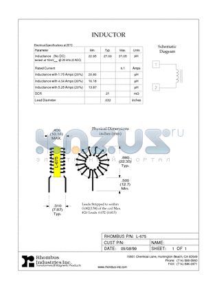 L-675 datasheet - INDUCTOR