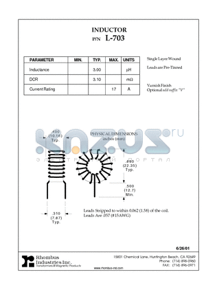 L-703 datasheet - INDUCTOR