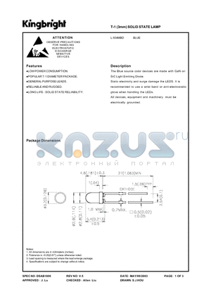 L-934MBD datasheet - LOW POWER CONSUMPTION, LONG LIFE-SOLIDDTATE RELIABILITY