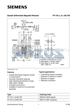 Q65110-L80F datasheet - Double Differential Magneto Resistor