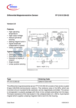 Q65210-D250-W5 datasheet - Differential Magnetoresistive Sensor