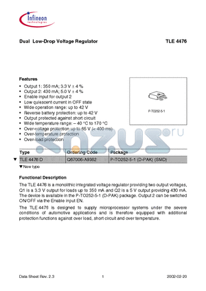 Q67006-A9362 datasheet - Dual Low-Drop Voltage Regulator