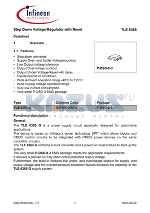 Q67006-A9515 datasheet - Step Down Voltage-Regulator with Reset