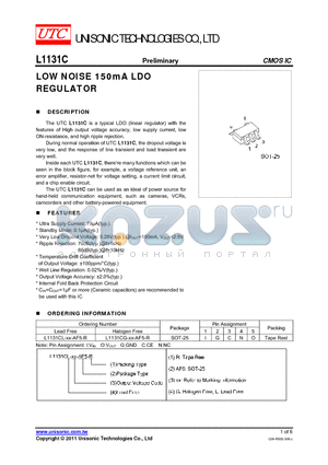 L1131C_11 datasheet - LOW NOISE 150mA LDO REGULATOR