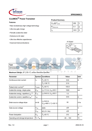 Q67040-S4673 datasheet - CoolMOS Power Transistor