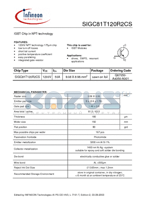 Q67050-A4050-A001 datasheet - IGBT Chip in NPT-technology