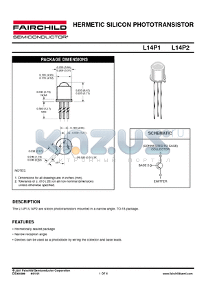 L14P2 datasheet - HERMETIC SILICON PHOTOTRANSISTOR