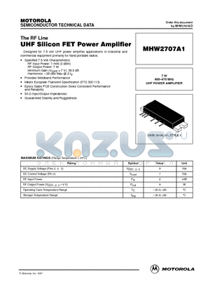 MHW2707A1 datasheet - UHF Silicon FET Power Amplifier
