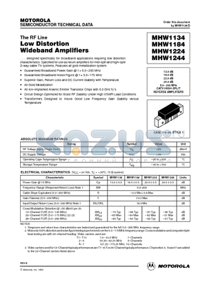 MHW1134 datasheet - Low Distortion Wideband Amplifiers