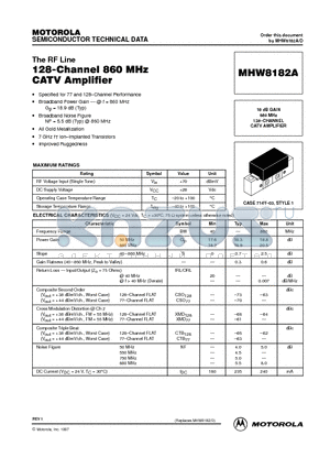 MHW8182A datasheet - 128-Channel 860 MHz CATV Amplifier