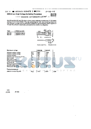 Q68000-A3870 datasheet - NPN SILICON HIGH VWLTAGE SWITCHING TRANSISTORS