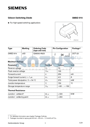 Q68000-A625 datasheet - Silicon Switching Diode
