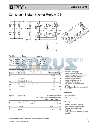 L258 datasheet - Converter - Brake - Inverter Module (CBI1)