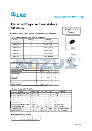 L2SA1774QT1G datasheet - General Purpose Transistors PNP Silicon