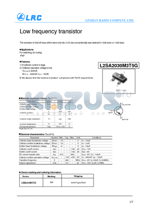 L2SA2030M3T5G datasheet - Low frequency transistor