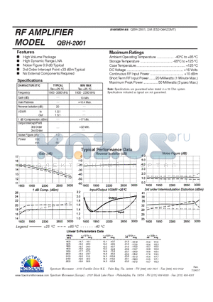 QBH-2001 datasheet - RF AMPLIFIER