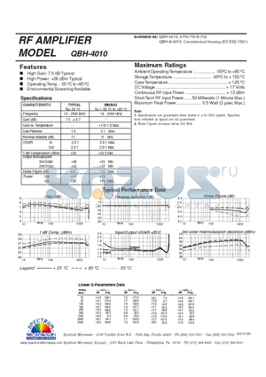 QBH-4010 datasheet - RF AMPLIFIER