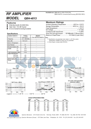 QBH-4013 datasheet - RF AMPLIFIER
