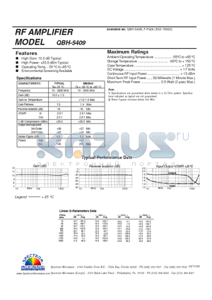 QBH-5409 datasheet - RF AMPLIFIER