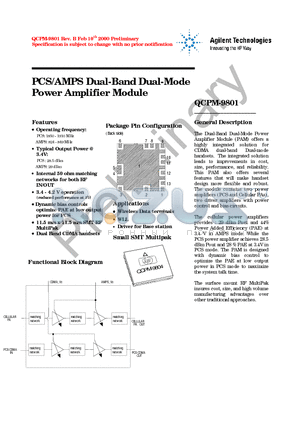 QCPM-9801 datasheet - PCS/AMPS Dual-Band Dual-Mode Power Amplifier Module