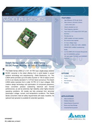 L36SA3R315NRFA datasheet - Delphi Series L36SA, 2 x 1.6, 50W Family DC/DC Power Module: 18~75V in, 12V/4A out