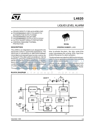 L4620 datasheet - LIQUID LEVEL ALARM