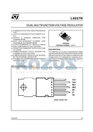 L4937N datasheet - DUAL MULTIFUNCTION VOLTAGE REGULATOR