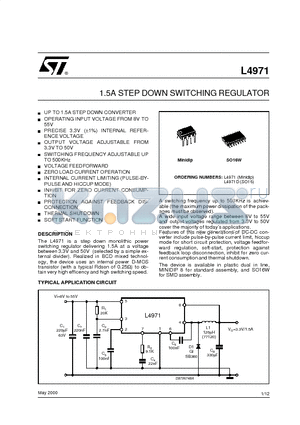L4971D datasheet - 1.5A STEP DOWN SWITCHING REGULATOR