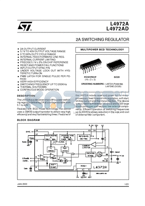 L4972A datasheet - 2A SWITCHINGREGULATOR