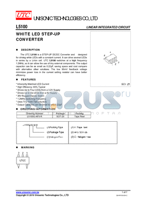 L5100 datasheet - WHITE LED STEP-UP CONVERTER