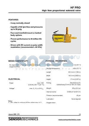 HFPRO7VAF1O datasheet - High flow proportional solenoid valve