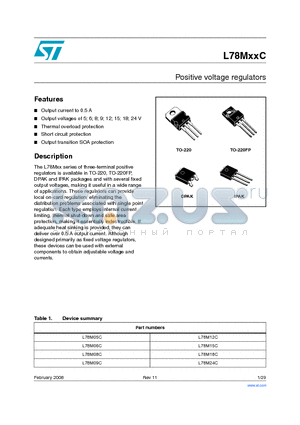 L78M05CV datasheet - Positive voltage regulators