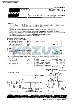 L79M05 datasheet - -5 to -12V 0.5A 3-Pin Voltage Regulators