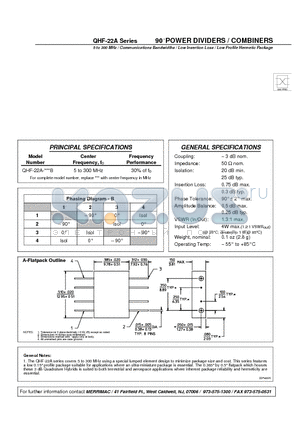 QHF-22A-5B datasheet - 90 POWER DIVIDERS / COMBINERS