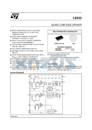 L9333_01 datasheet - QUAD LOW SIDE DRIVER