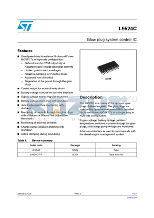 L9524C datasheet - Glow plug system control IC