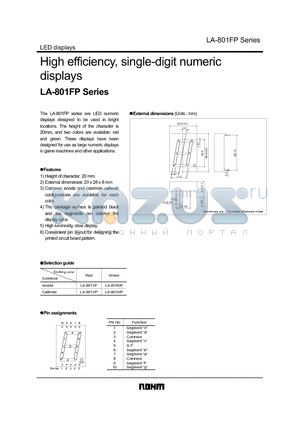 LA-801FP datasheet - High efficiency, single-digit numeric displays