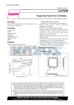 LA1787M datasheet - Single-Chip Tuner IC for Car Radios